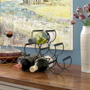 Cendejas Tabletop Wine Bottle Rack in Iron Black